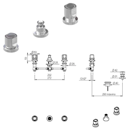Combo grifería de baño Hidromet semplice Lav+Ducha+Bidet 700308CR