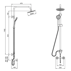 Griferia de ducha Peirano exterior con columna black velvet 84-190