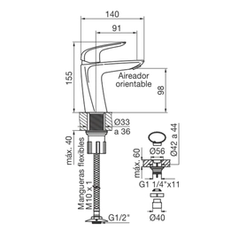 Grifería de lavatorio FV epuyen monocomando 0181/L2-CR