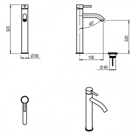 Griferia de lavatorio Hidromet Vector Alto Black 42115