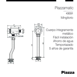 PIAZZA MATIC Valvula Descarga Mingitorio Temp.