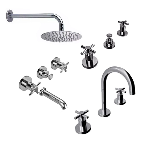 Combo grifería baño completa Hidromet Triumph Cruz