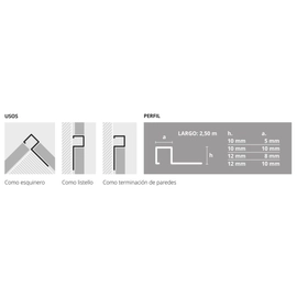 Guardacanto aluminio quadra anodizado deluxe cromo mate 3463 Atrim