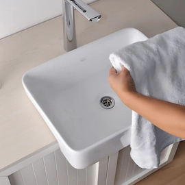 Bacha de lavatorio Ferrum dongio semiencastrar fina DON-BH 081-BL