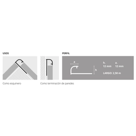 Guardacanto Atrim 12MMx2,5M aluminio tiza stone collection