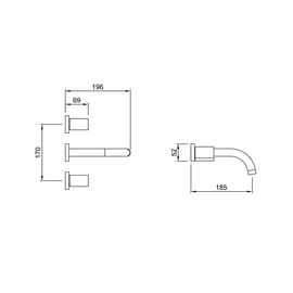 Griferia de lavatorio Pared Peirano Toledo 62-150 cr