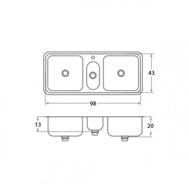 Bacha de cocina Mi Pileta Triple encastrable 463E