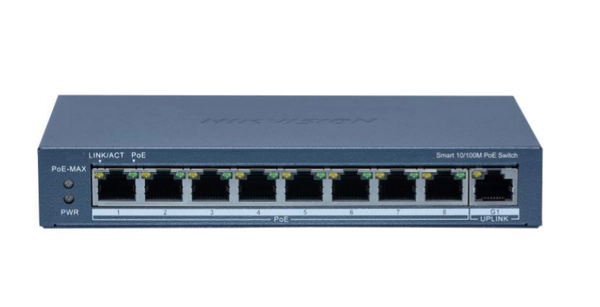 DS-3E1309P-EI - Switch 8 Puertos PoE 10/100 + 1 Uplink Gigabit. Smart. PoE Total