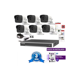 Kit Ip 7616 + 6 1023 + Fuente + Disco