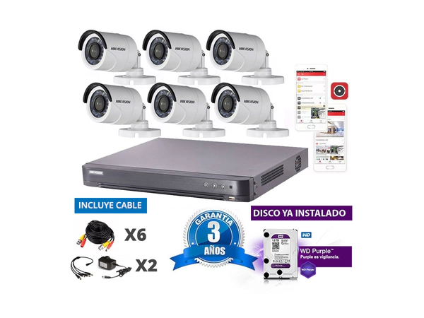 Kit Turbo 7216hqhi + 6 16d0t + Disco + Cable20m