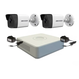 Kit IP NVR 7108 + 2 Cámaras 1023 + Fuente - Hikvision