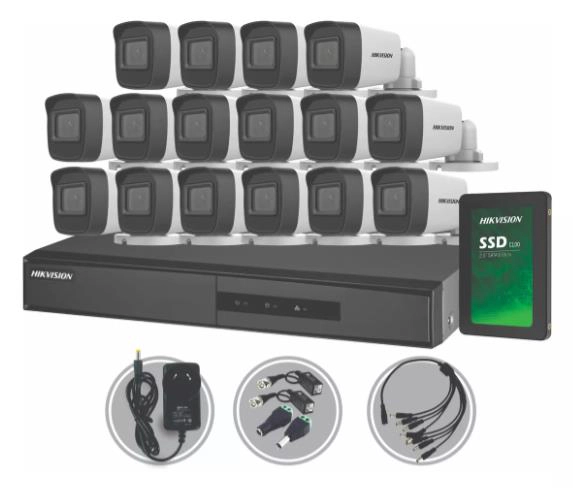 Kit DVR - Hikvision - 7216HGHI + 16 Cámaras Full HD 16D0T + SSD 1TB + Fichas