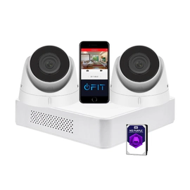 Kit IP NVR 7104 + 2 Cámaras 1323 + Fuente + Disco - Hikvision