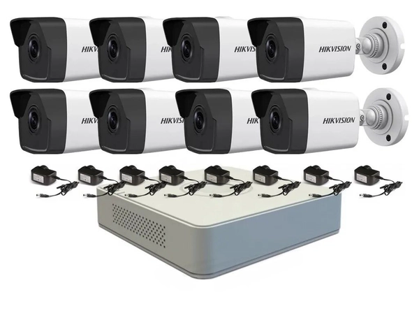 Kit IP NVR 7108 + 8 Cámaras 1023 + Fuentes - Hikvision