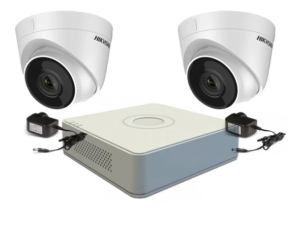 Kit IP NVR 7108 + 2 Cámaras 1323 + Fuente - Hikvision