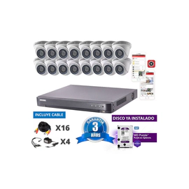 Kit Turbo 7216hqhi + 16 56d0t + Disco + Cable20m