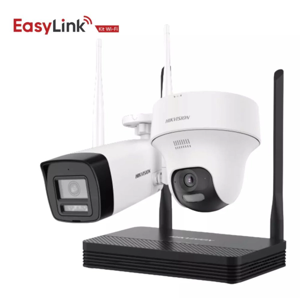 Kit WiFi Easy Link 4CH - NKS422W02H + 1 Bullet 2MP Ext + 1 Domo 2MP Int