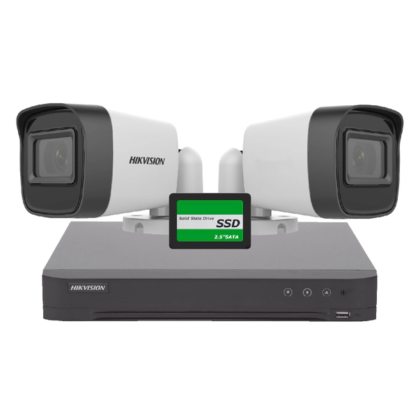 KIT HIKVISION DVR 4CH + 2 bullet + Disco 240SSD + FICHA