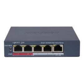 Switches - Hikvision - DS-3E1105P-EI/M - 5 puertos 10/100 Mbps - PoE 58W total