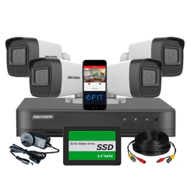 KIT HIKVISION DVR 8CH + 5 bullet + Disco 240SSD + Cable