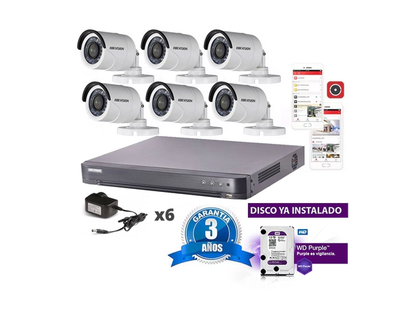 Kit Turbo 7208hqhi + 6 16d0t + Disco + Fuentes