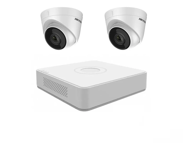 Kit IP NVR 7104 + 2 Cámaras 1323 Full PoE - Hikvision