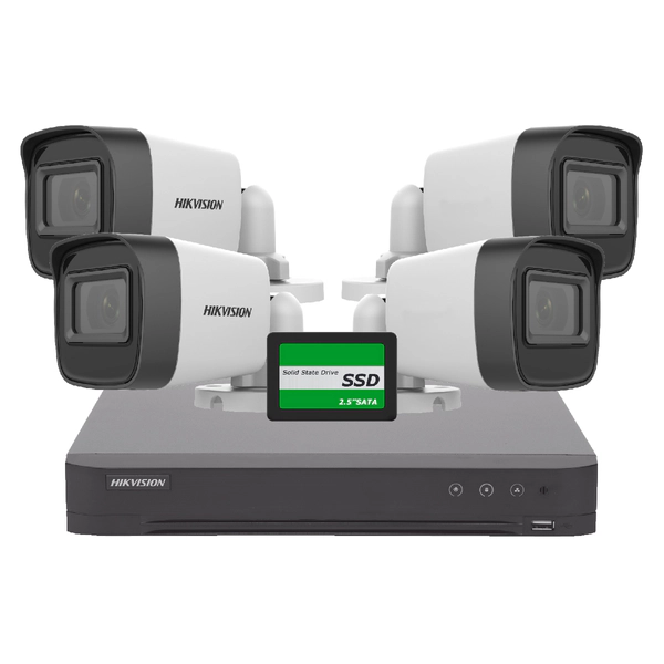 KIT HIKVISION DVR 8CH + 5 bullet + Disco 240SSD + Ficha