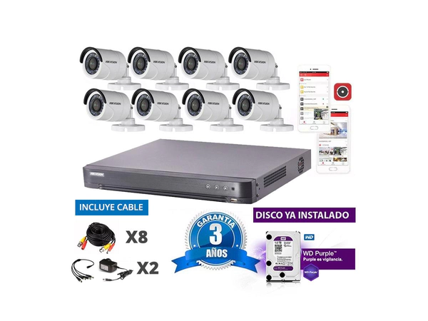 Kit Turbo 7208hqhi + 8 16d0t + Disco + Cable 20m