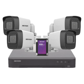 KIT HIKVISION DVR 8CH + 4 bullet + Disco 512SSD Purple + Ficha