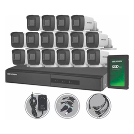 Kit DVR - Hikvision - 7216HGHI + 16 Cámaras Full HD 16D0T + SSD 1TB + Fichas
