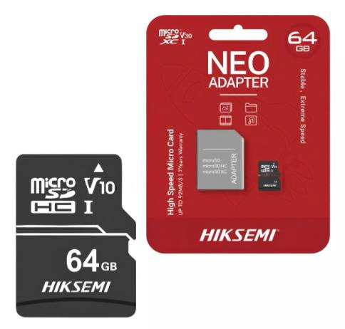 Memoria MicroSD - Hiksemi - HS-TF-E1 - 64GB Neo Plus CCTV con Adaptador