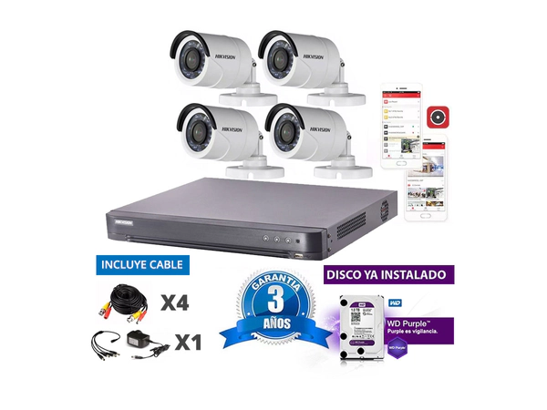 Kit Turbo 7216hqhi + 4 16d0t + Disco + Cable20m