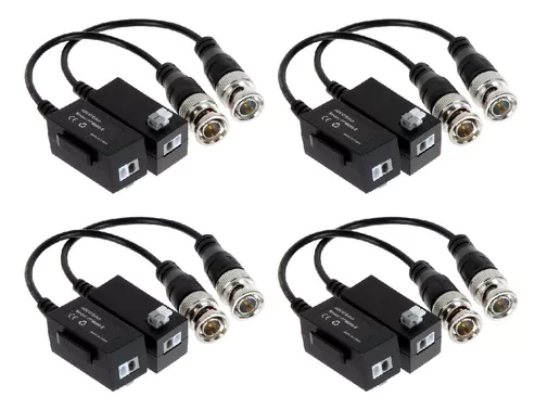 Kit x4 - Par de Balun + Conectores Macho y Hembra