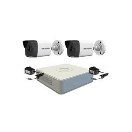 Kit IP NVR 7104 + 2 Cámaras 1023 + Fuente - Hikvision