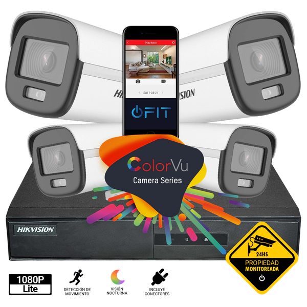 Kit 4CH + 4 Bullet Colorvu Ficha