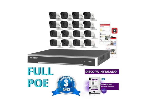 Kit Full Poe Ip 7616 + 16 1023 + Disco
