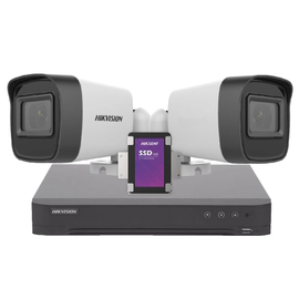 KIT HIKVISION DVR 4CH + 2 bullet + Disco 512SSD Purple + Cable