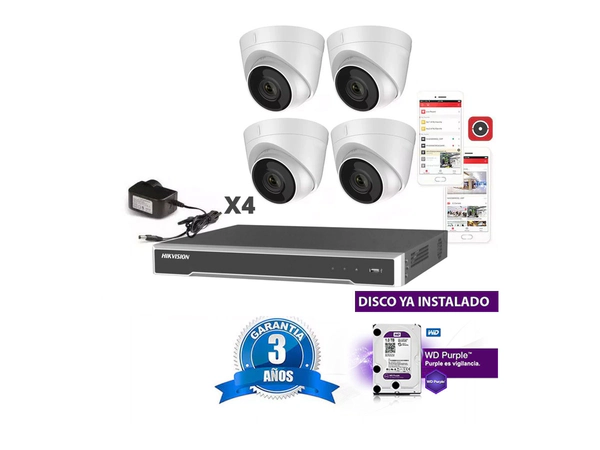 Kit Ip 7616 + 4 1323 + Fuente + Disco