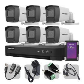 Kit DVR - Hikvision - 7216HGHI + 6 Cámaras Full HD 16D0T + SSD 1TB + Fichas