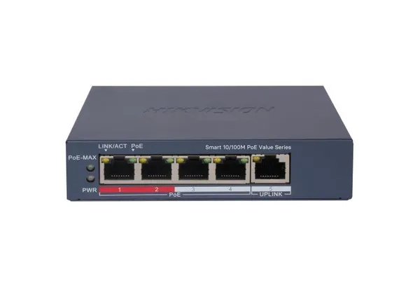 Switch 4p Poe Administrable 10/100mbps Hikvision DS-3E1105P-EI/M