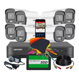 KIT HIKVISION DVR 8CH + 8 ColorVu + Disco 240SSD + CABLE