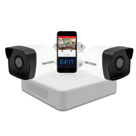 Kit IP NVR 7104 + 2 Cámaras 1023 + Fuente + Disco - Hikvision