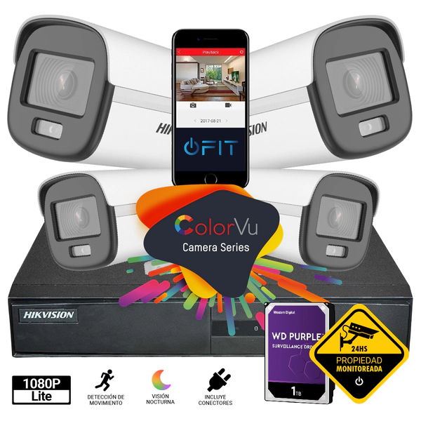 Kit 4CH + 4 Bullet Colorvu Ficha Disco