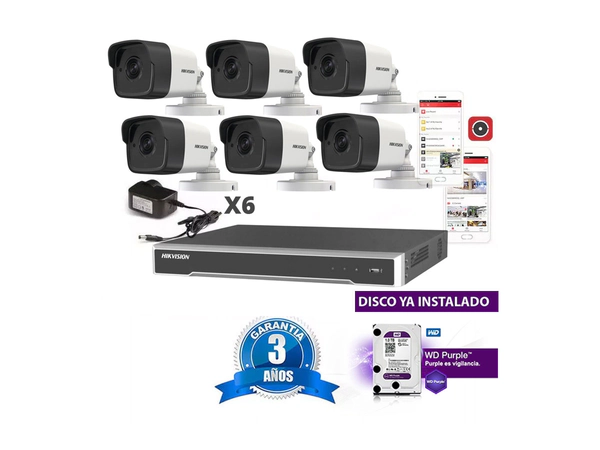 Kit Ip 7616 + 6 1023 + Fuente + Disco