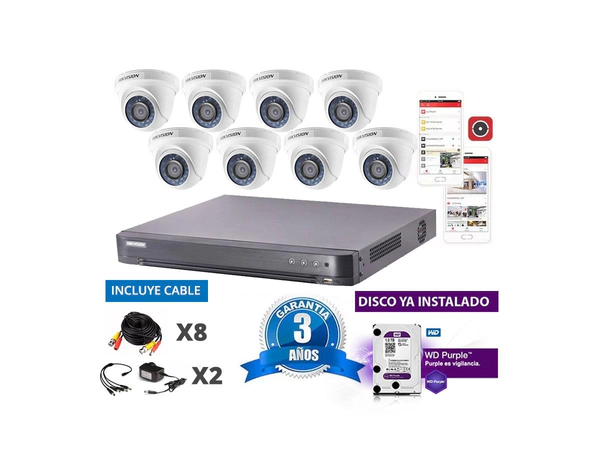 Kit Turbo 7208hqhi + 8 56d0t + Disco + Cable 20m