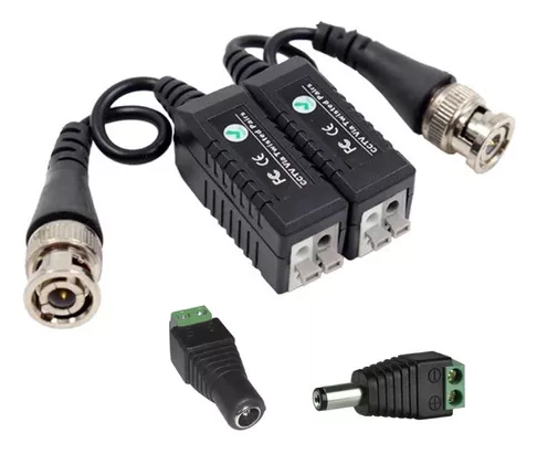 Kit Fuente 12V 2A + Pulpo Divisor 1x4 + 4 Par Balun + Conectores Macho y Hembra