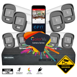 Kit DVR 8CH - Hikvision - 8 Cámaras Bullet Colorvu 1080p + Ficha