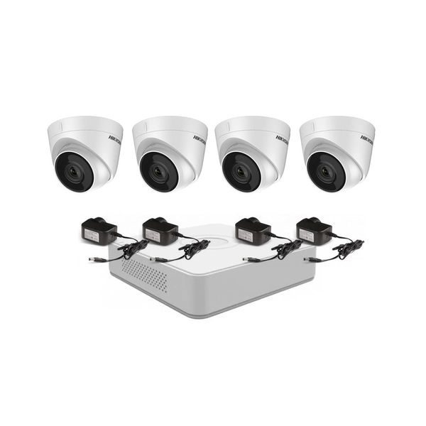 Kit IP NVR 7104 + 4 Cámaras 1323 + Fuentes - Hikvision