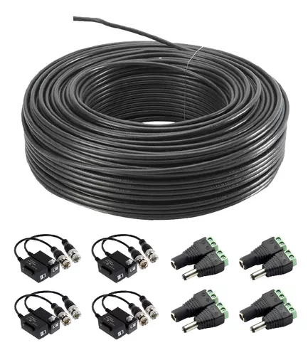 Kit Cable 100 metros + 4 balunes + 4 conectores pares