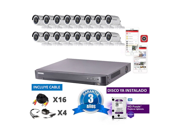 Kit Turbo 7216hqhi + 16 16d0t + Disco + Cable20m